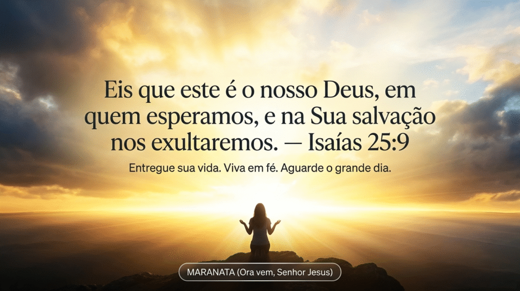 Como Vai Ser a Volta de Jesus Cristo? 7 Isaias 25 9 - Como Vai Ser a Volta de Jesus Cristo? - O que a Bíblia diz sobre como vai ser a volta de Jesus Cristo? Como podemos nos preparar para esse grande evento? Quais são os sinais que indicam a proximidade da segunda vinda de Cristo? Desde que os primeiros pais da humanidade, Adão e Eva, desobedeceram a Deus e saíram do Jardim do Éden, a humanidade tem vivido sob a sombra do pecado e suas consequências. No entanto, há uma grande esperança para todos os filhos de Deus: a volta de Cristo. Este evento será a culminação do plano divino para salvar os justos e estabelecer o Reino de Deus em toda a Terra. - Como Vai Ser a Volta de Jesus Cristo?