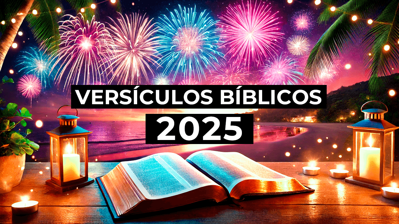 Versículos para o Ano Novo - Bíblia Imagem com versículos bíblicos de esperança, renovação e fé para começar o ano novo 2025 com Deus.